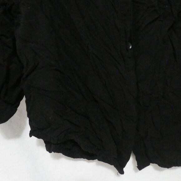 MAJORA | large | Black Button-Up Shirt | Scrunched Roll Tab Sleeves | Pockets - Picture 8 of 16
